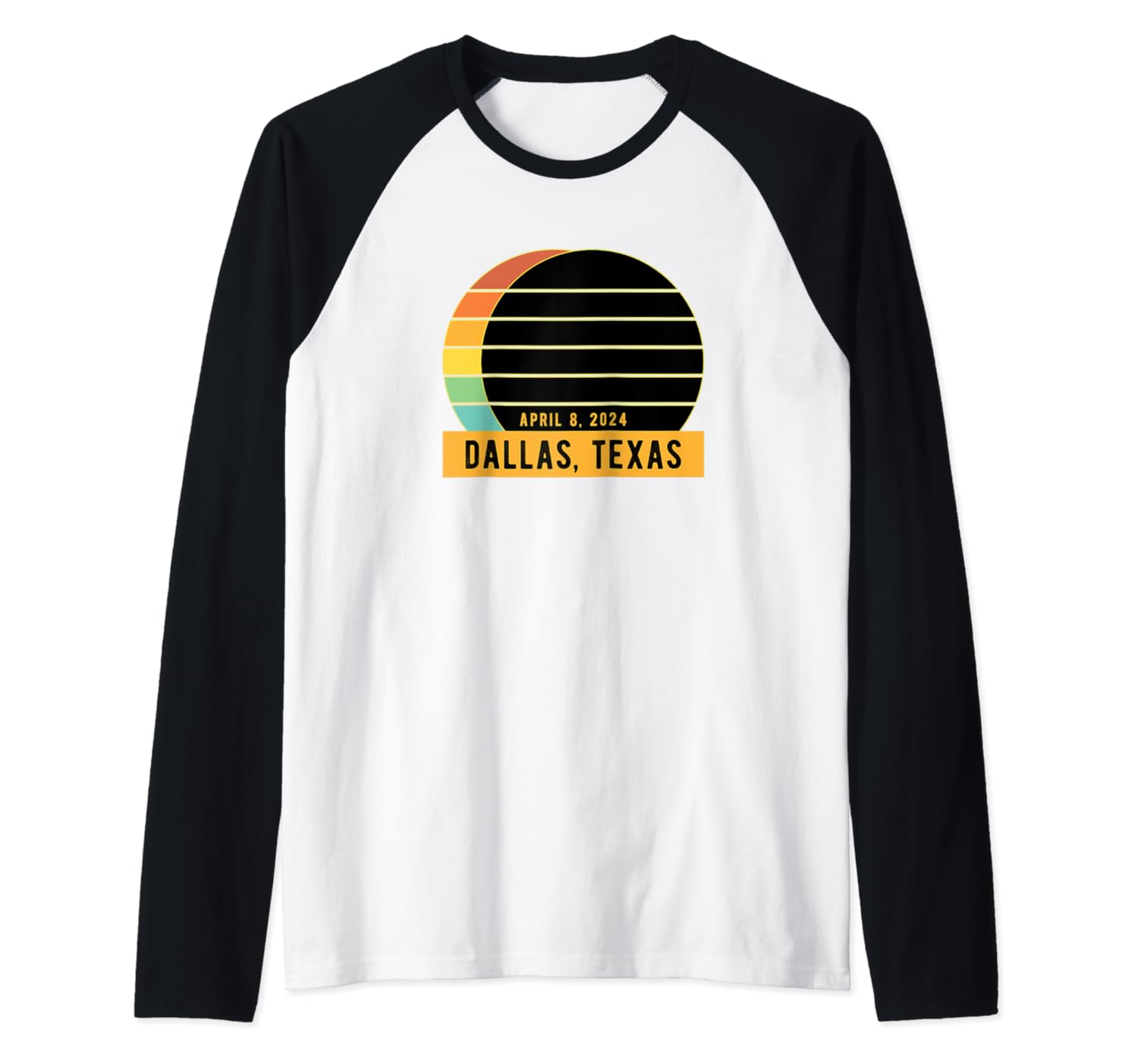 2024 Total Solar Eclipse in Dallas Texas Raglan Baseball